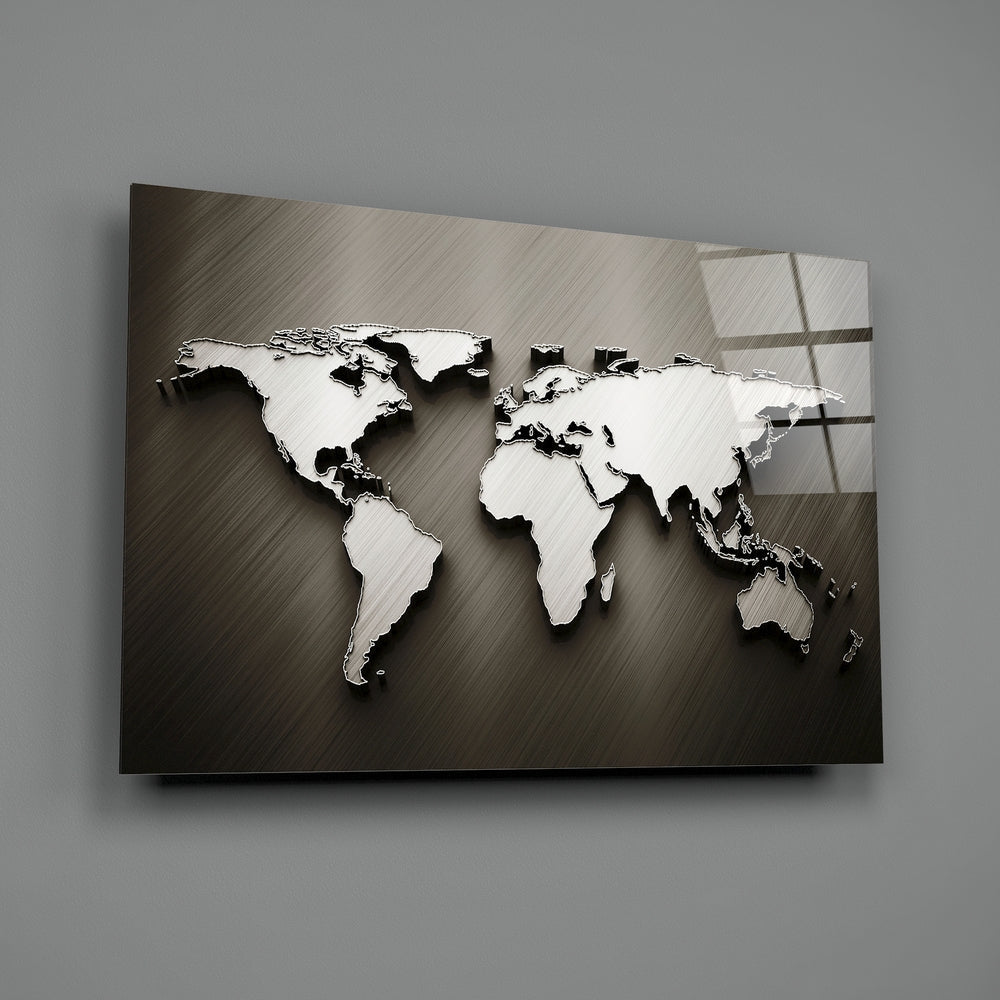 World Map Glass Table