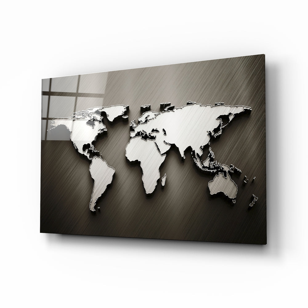 World Map Glass Table