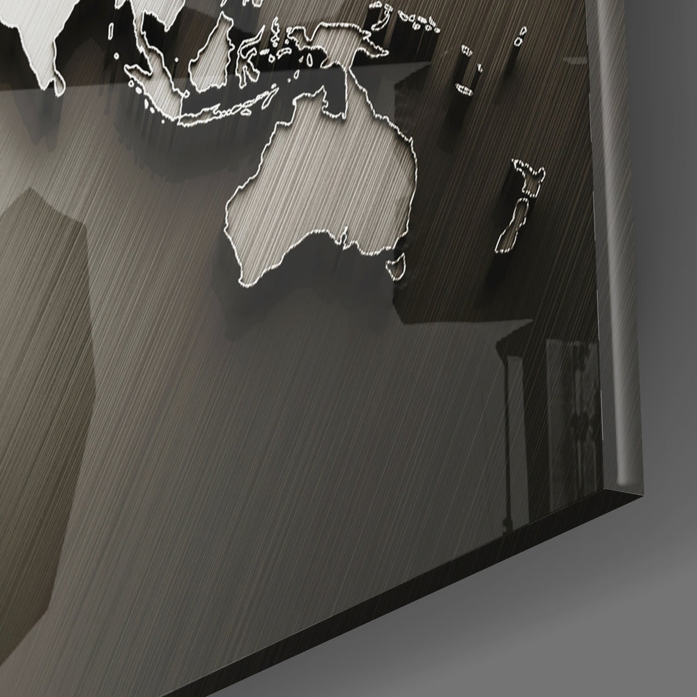 World Map Glass Table