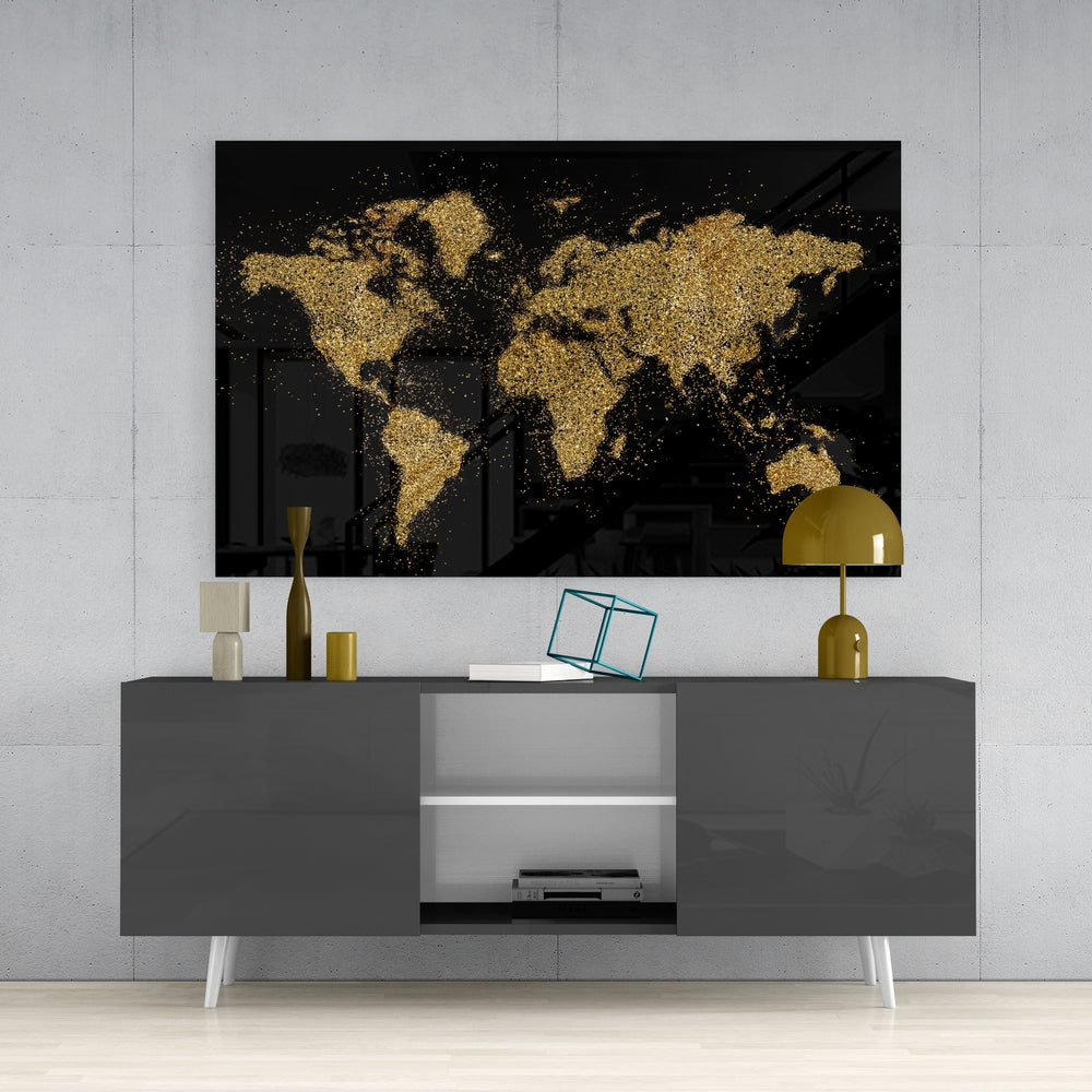 World Map Glass Table