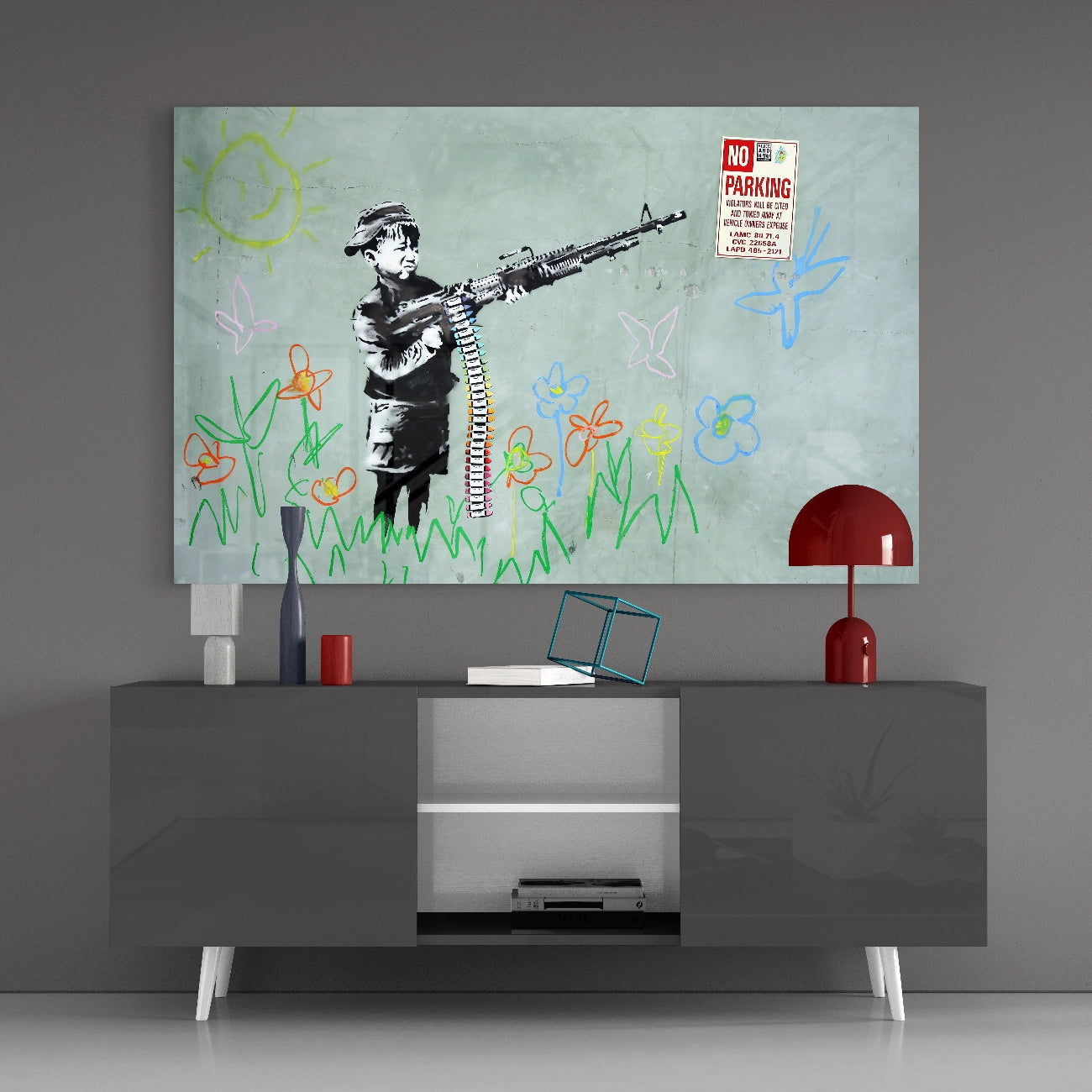 Child And War Glass Painting