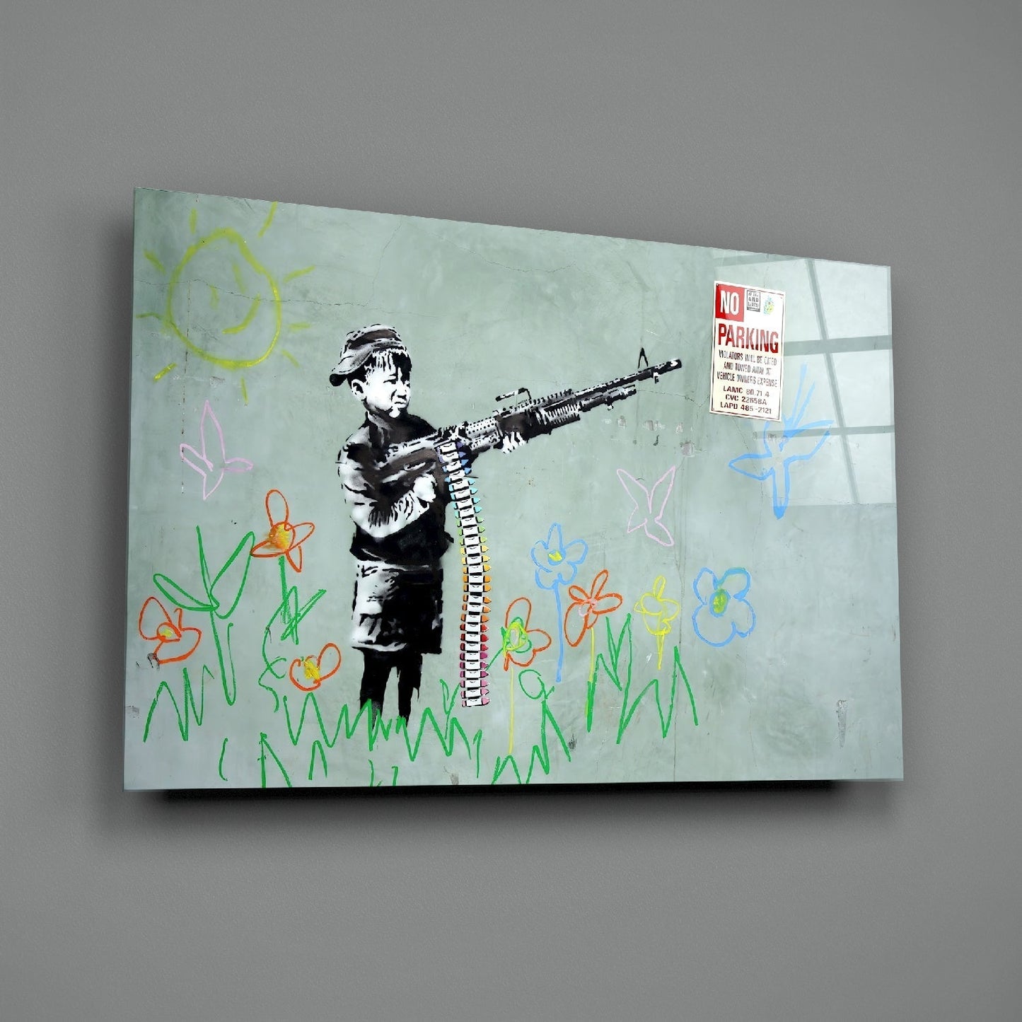 Child And War Glass Painting