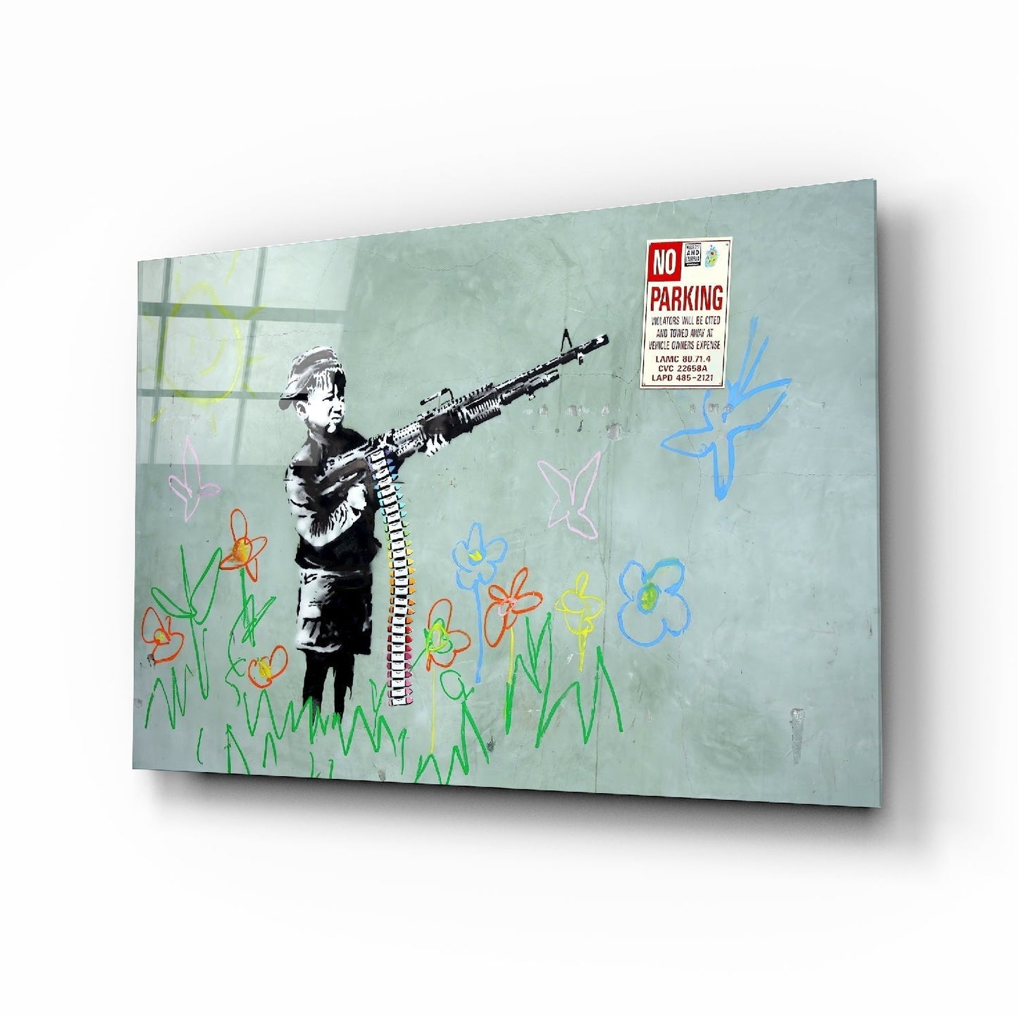 Child And War Glass Painting