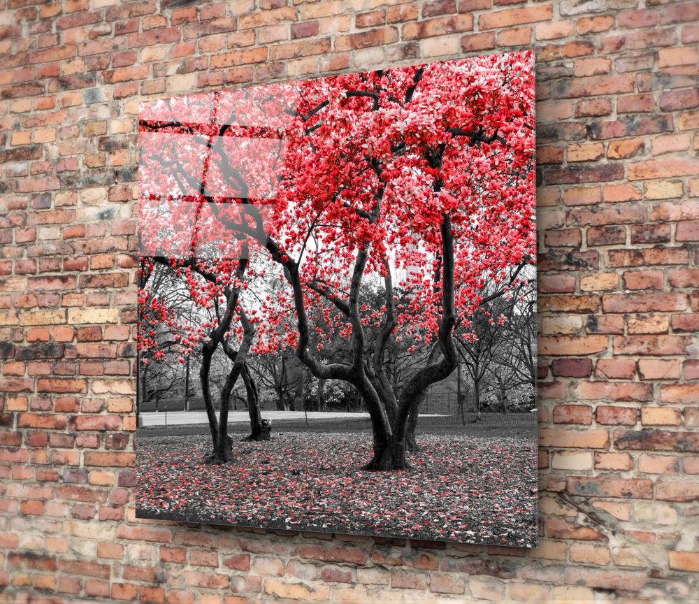 Red Tree Glass Painting