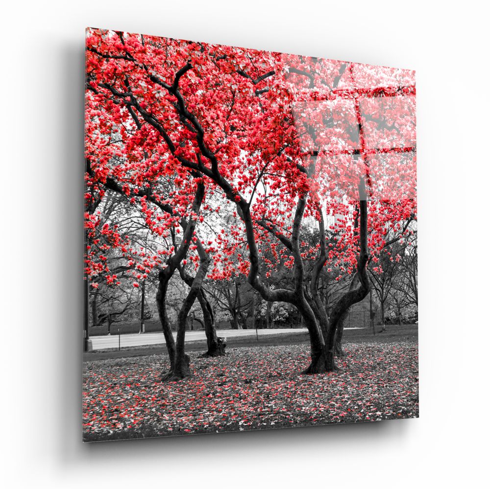 Red Tree Glass Painting