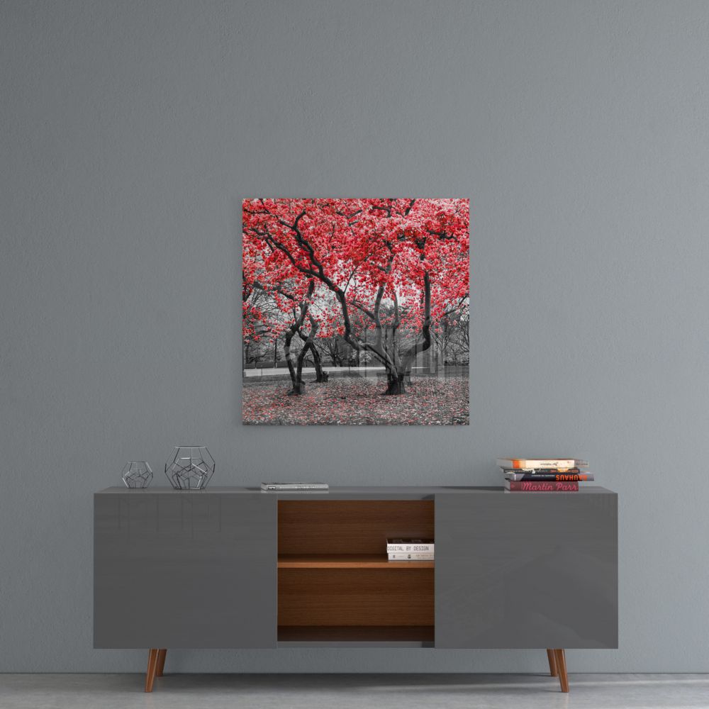 Red Tree Glass Painting