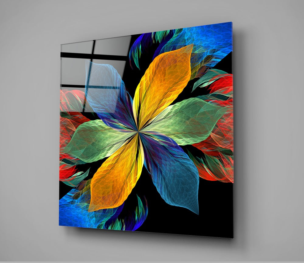 Flower Glass Table With Colorful Leaves