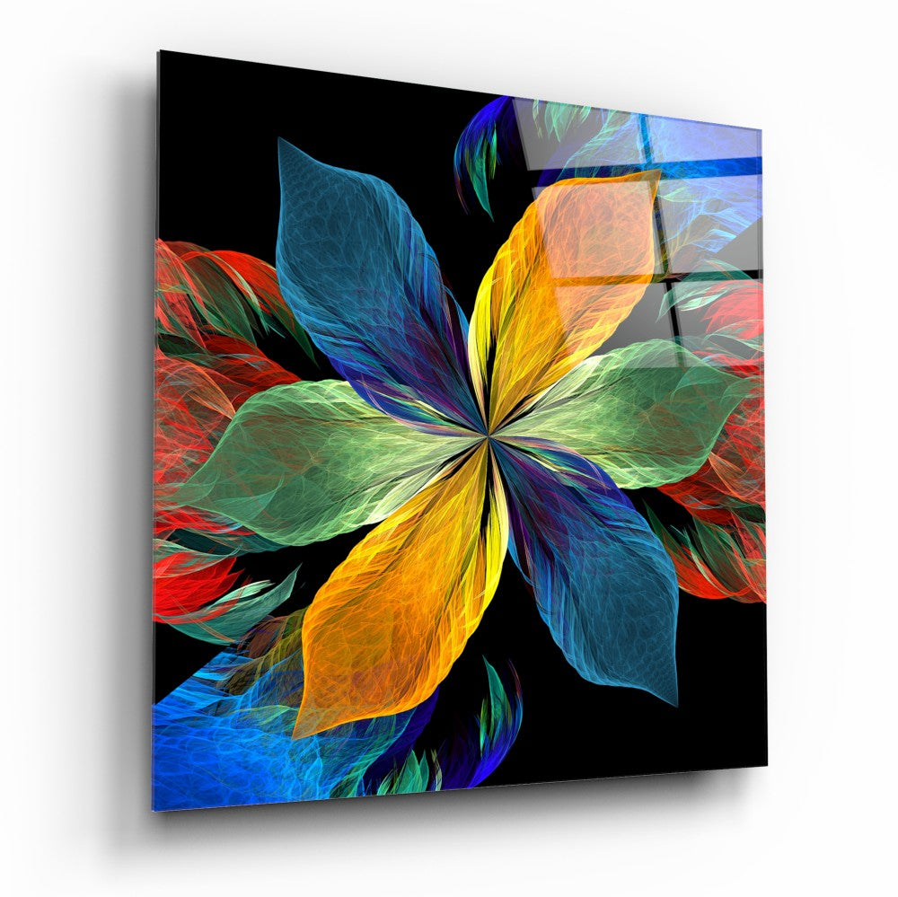 Flower Glass Table With Colorful Leaves