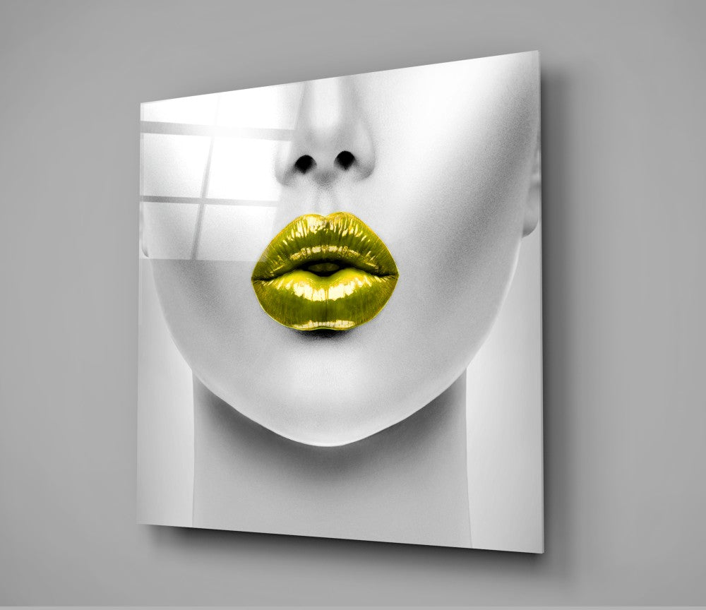 Golden Lips Glass Table