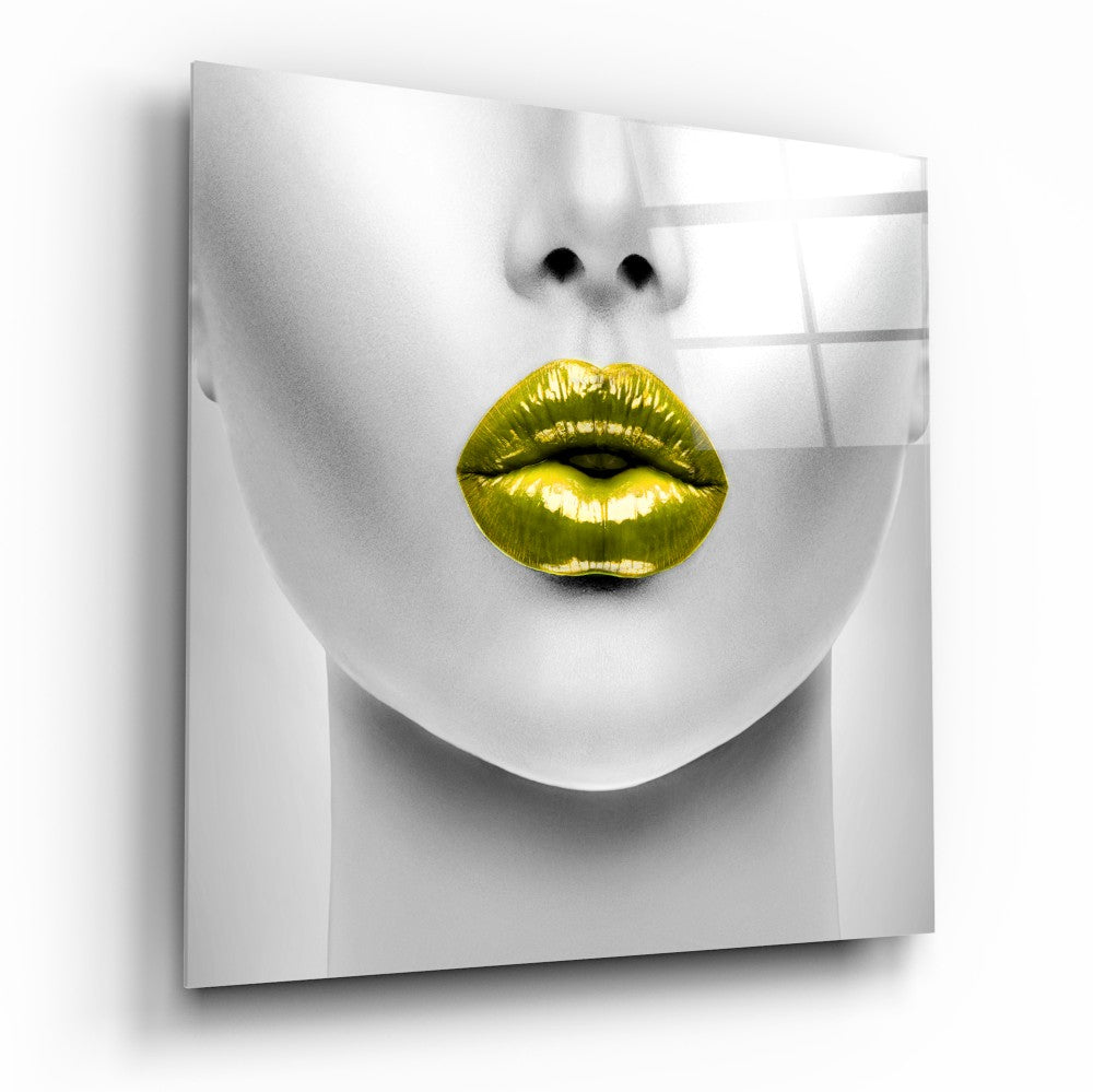 Golden Lips Glass Table