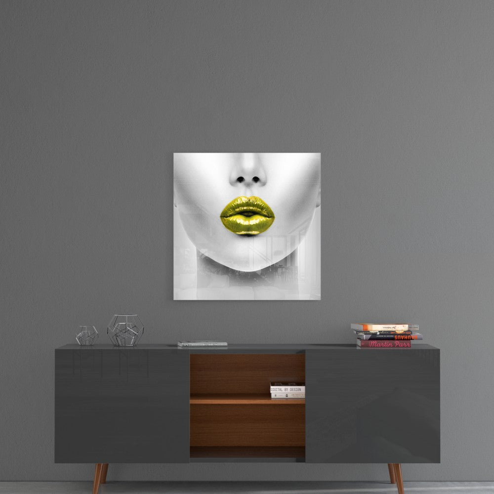 Golden Lips Glass Table