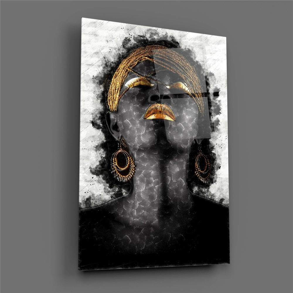 African Woman Portrait Glass table