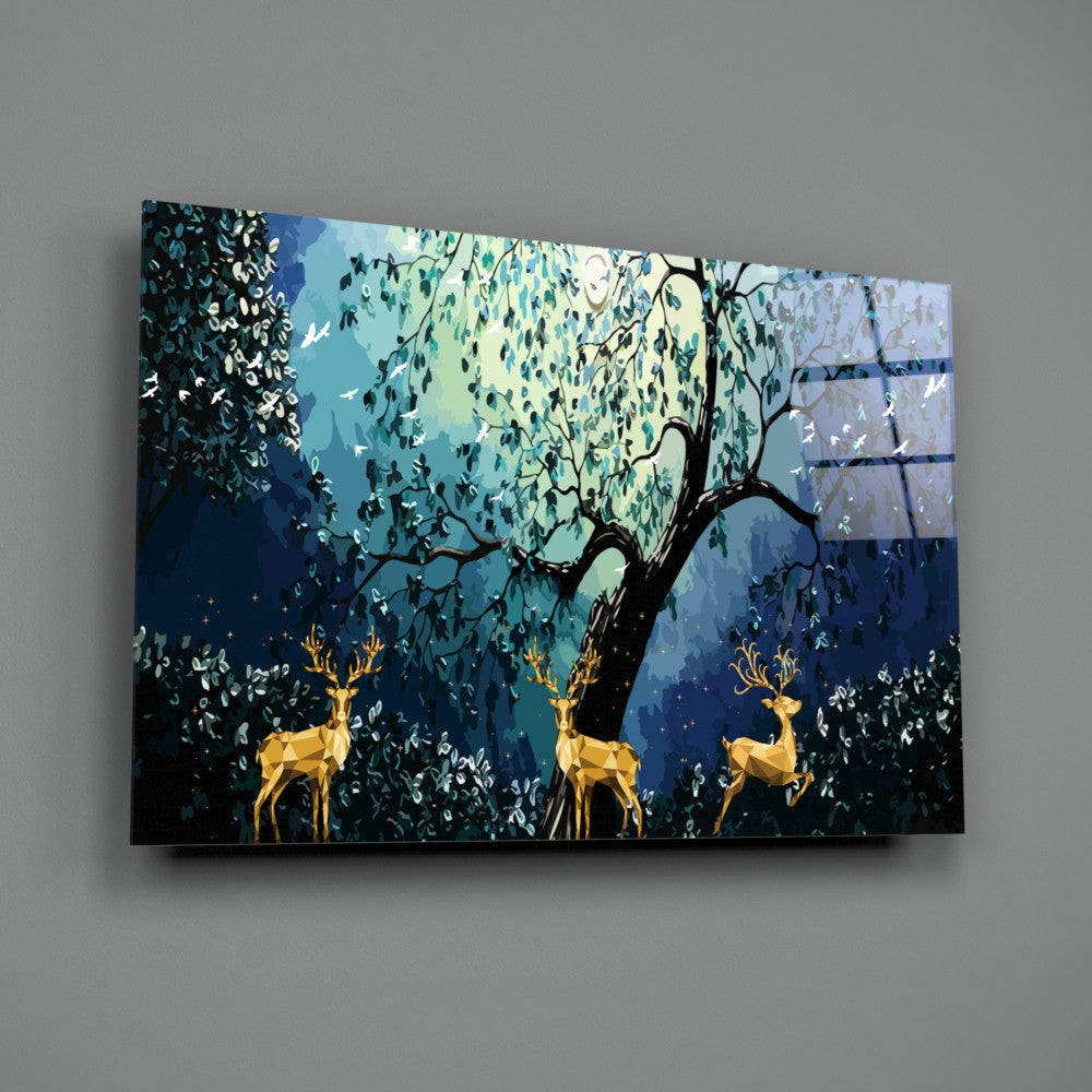 Golden Deers Glass Table