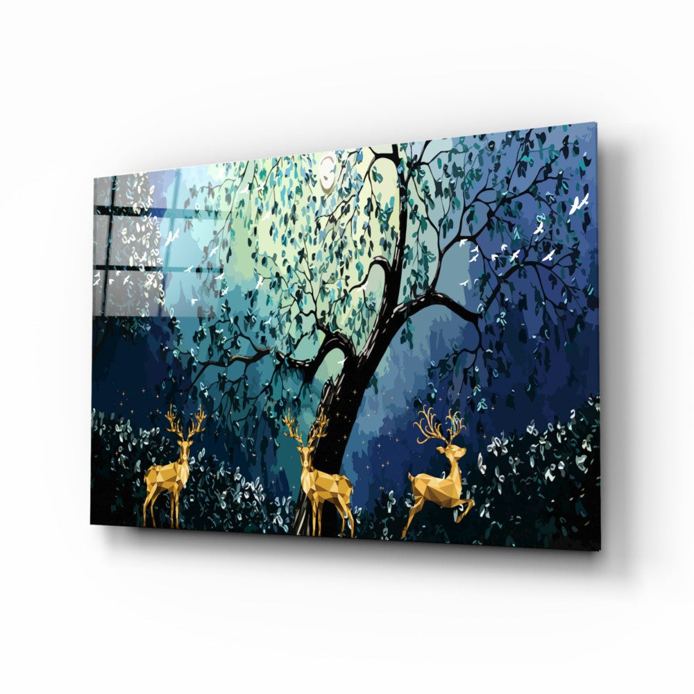 Golden Deers Glass Table