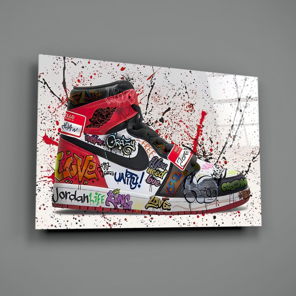 Graffiti Shoes Glass Painting