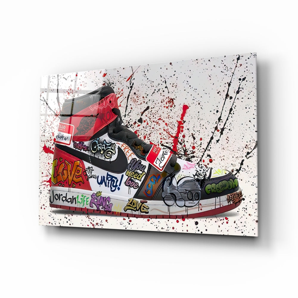 Graffiti Shoes Glass Painting