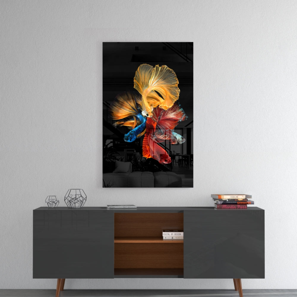 Dance Of The Betta Glass Painting