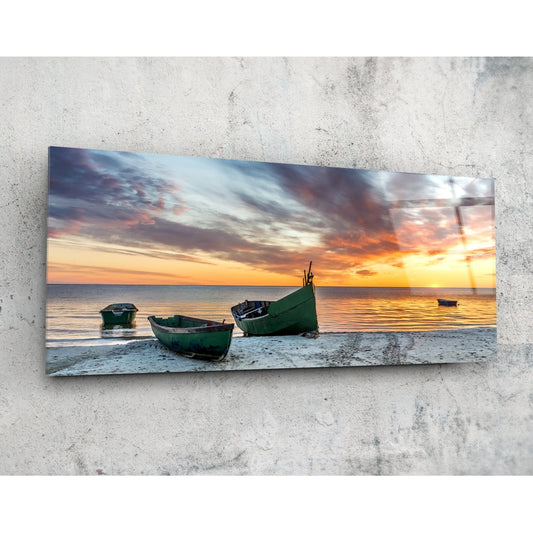 Sunset By The Sea  Glass Table