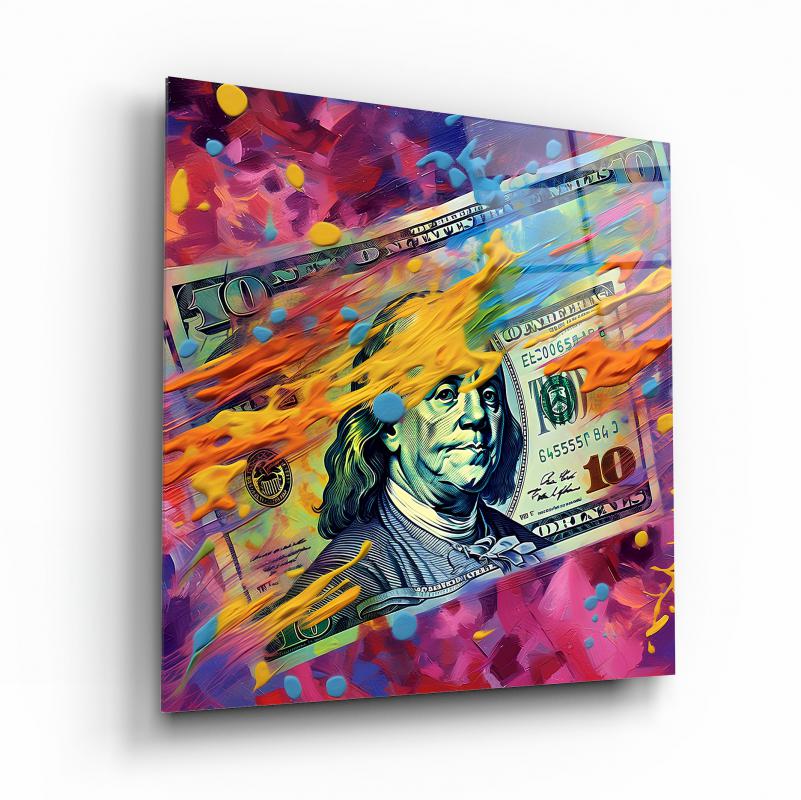 Colorful Dollar Glass Wall Art