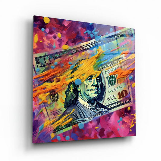 Colorful Dollar Glass Wall Art