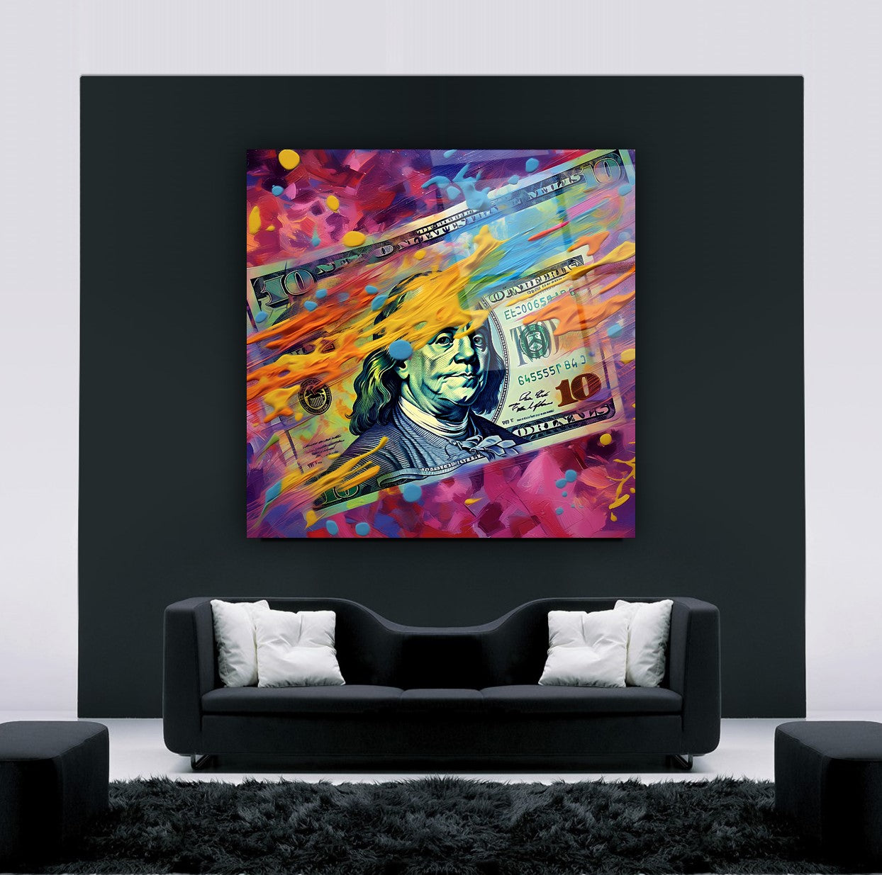 Colorful Dollar Glass Wall Art