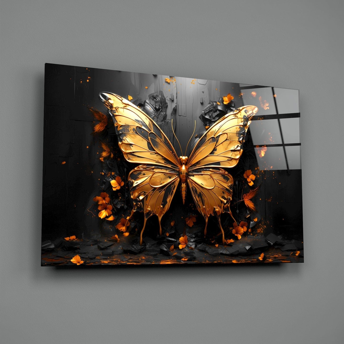 Golden Butterfly Glass Table |/ Designer Collection