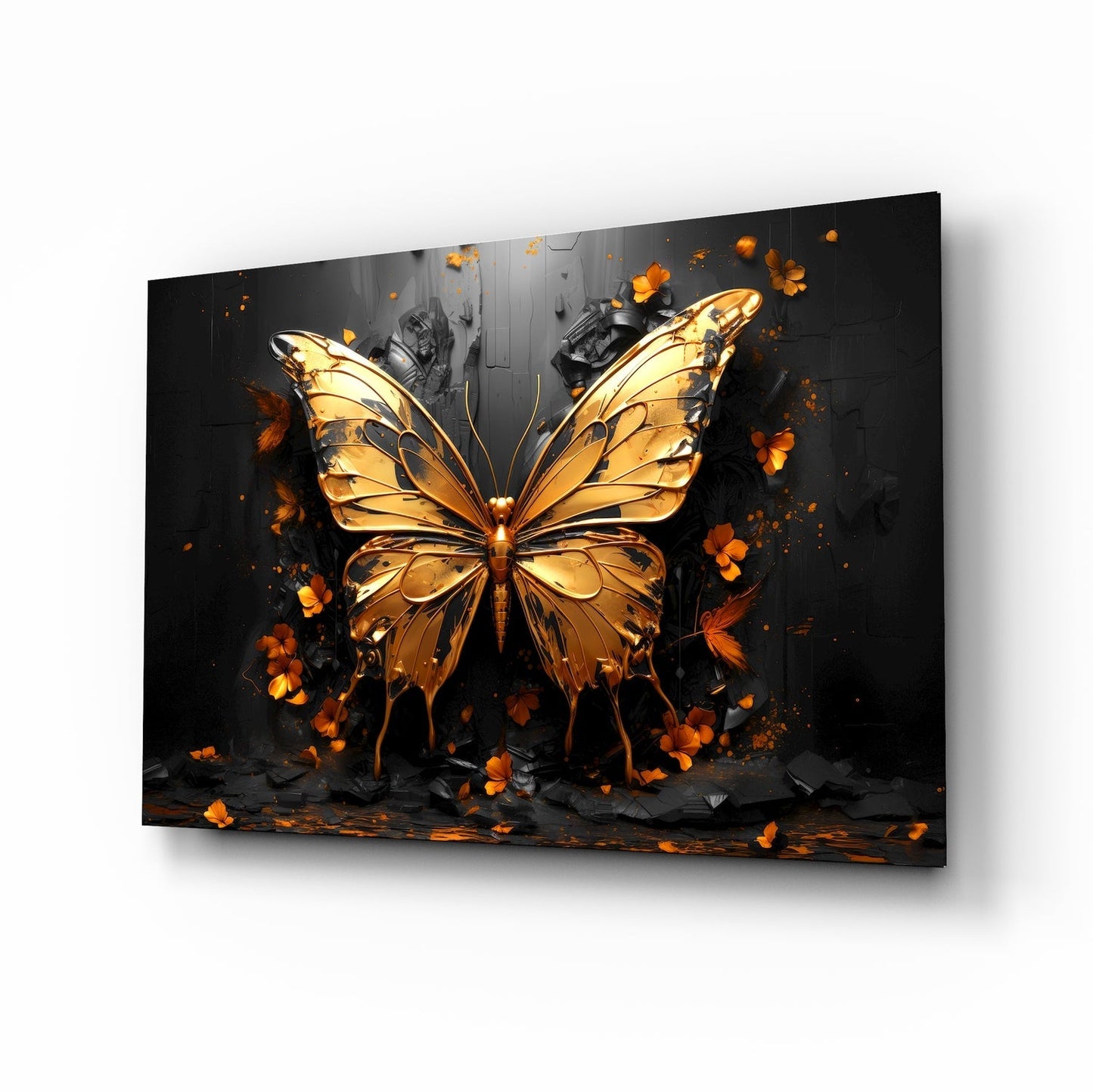 Golden Butterfly Glass Table |/ Designer Collection