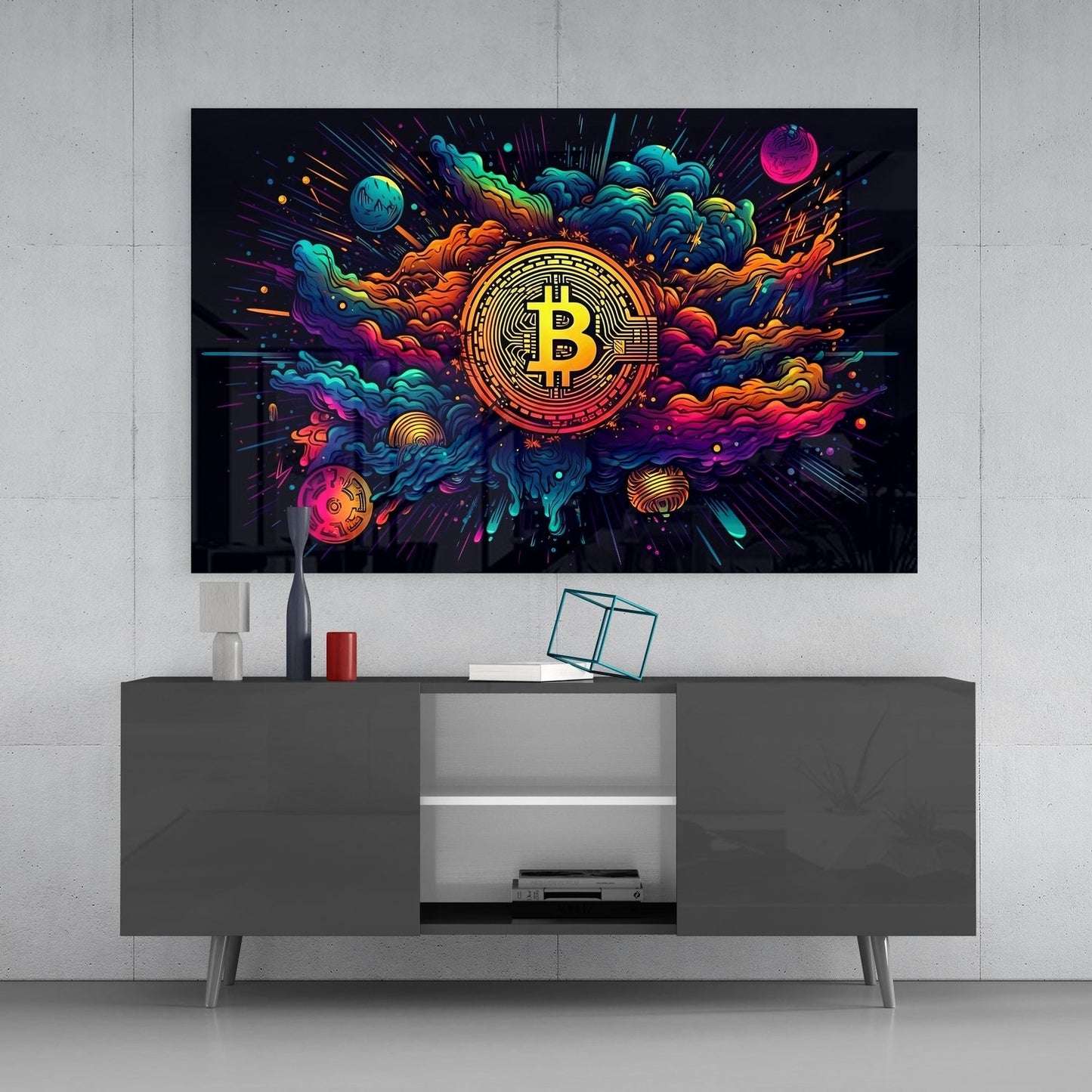 Bitcoin Glass Table || Designer Collection