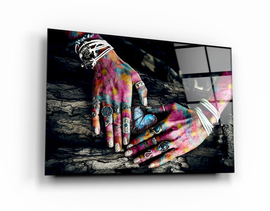 Spiritual Hands Glass Printing Wall Art