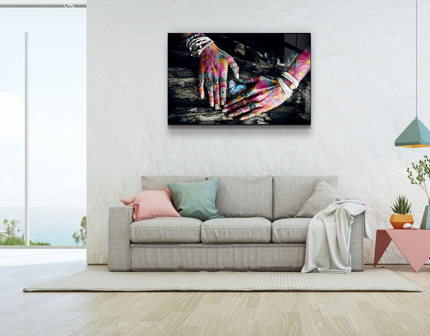 Spiritual Hands Glass Printing Wall Art