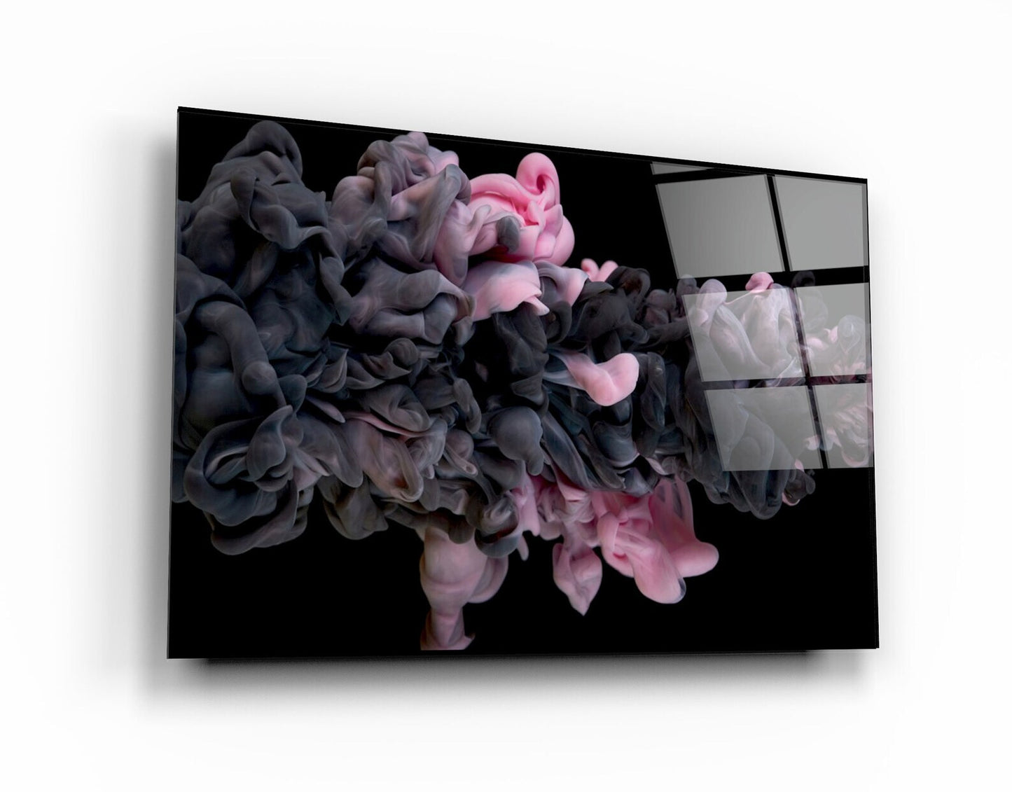 Pink and Black Smoke Tempered Glass Printing Wall Art