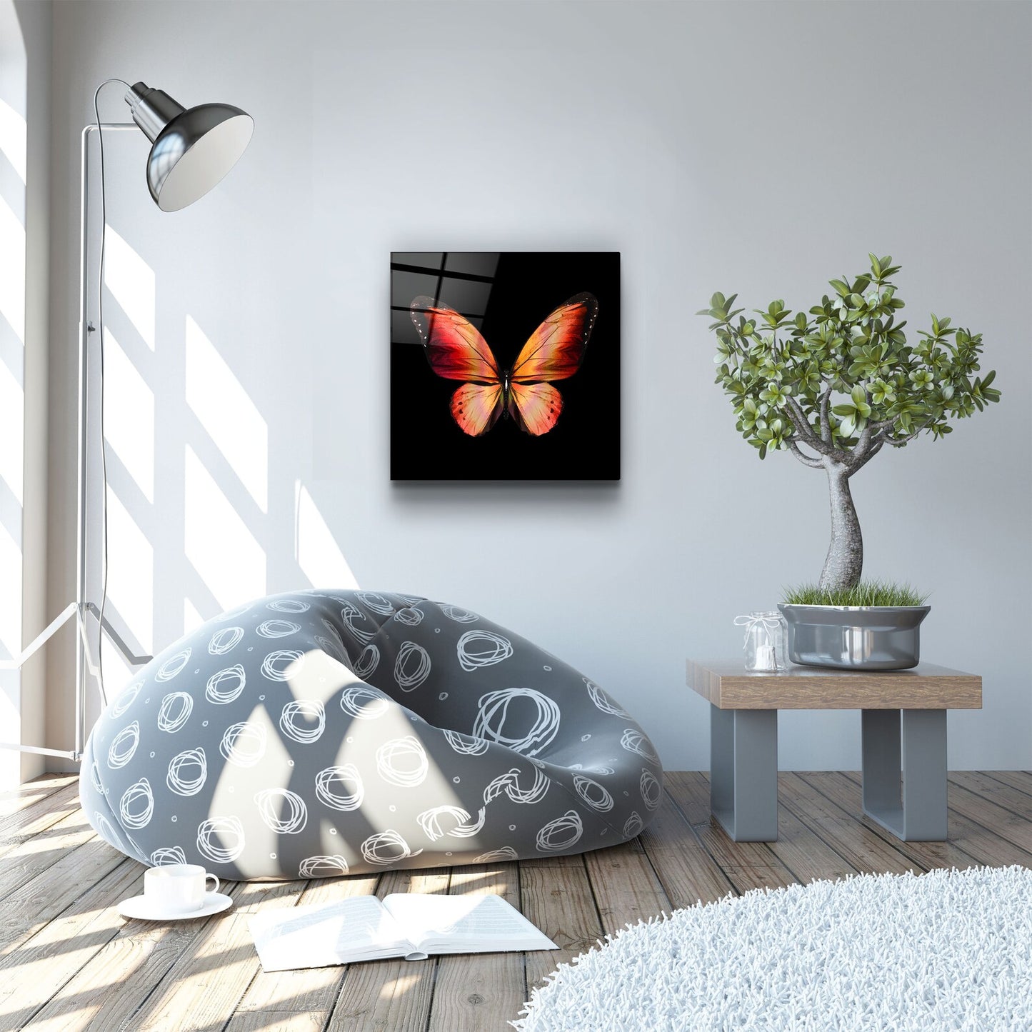 Butterfly Orange Glass Printing Wall Art