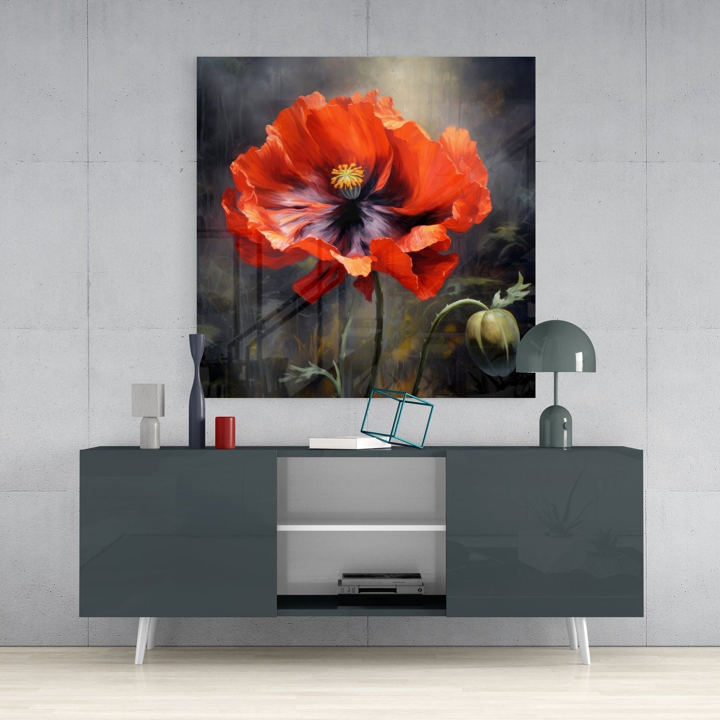 Poppy Flower Glass Table |/ Designer Collection